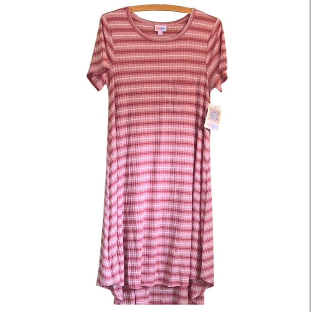 NWT LuLaRoe Pink Carly stripped short Sleeve dress